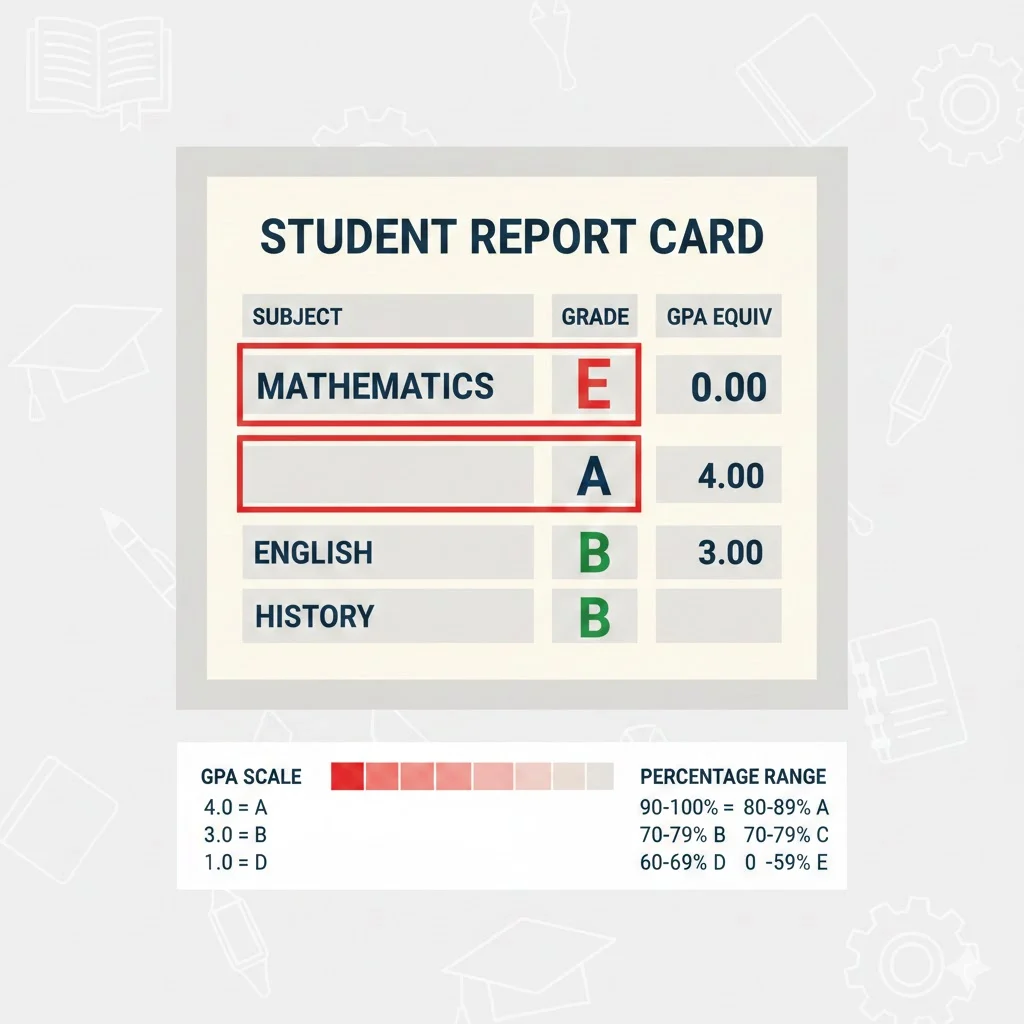 what does e mean in grades