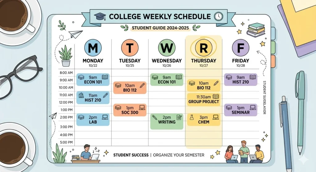 what does r mean in college schedule